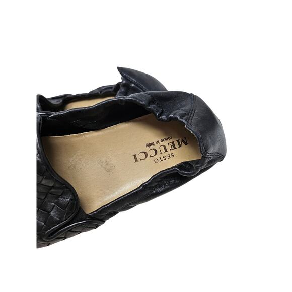 Sesto Meucci 8 Black Leather Woven Slip On Lafer Sneaker Casual Minimalist - Picture 6 of 6